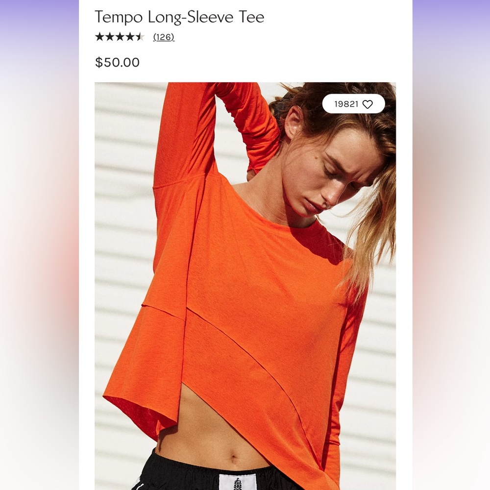 Free People Tempo Long Sleeve Athletic Shirt